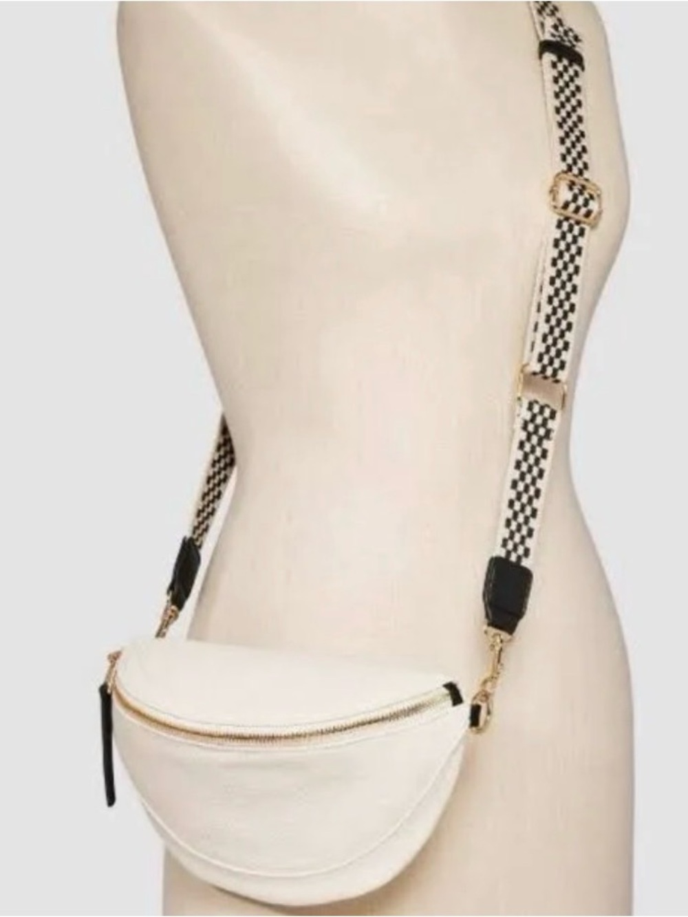 Universal Thread Cream Crossbody Belt Bag with Checker Strap